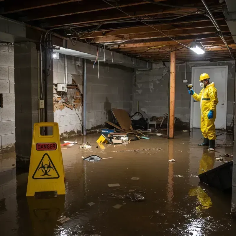 Flooded Basement Electrical Hazard in Riverside, MO Property